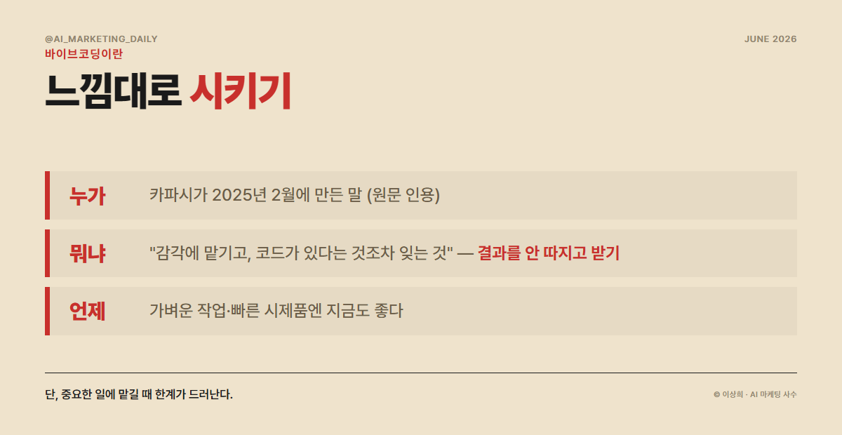 바이브코딩이란 무엇인가 — 느낌대로 AI에게 시키던 2025년의 방식