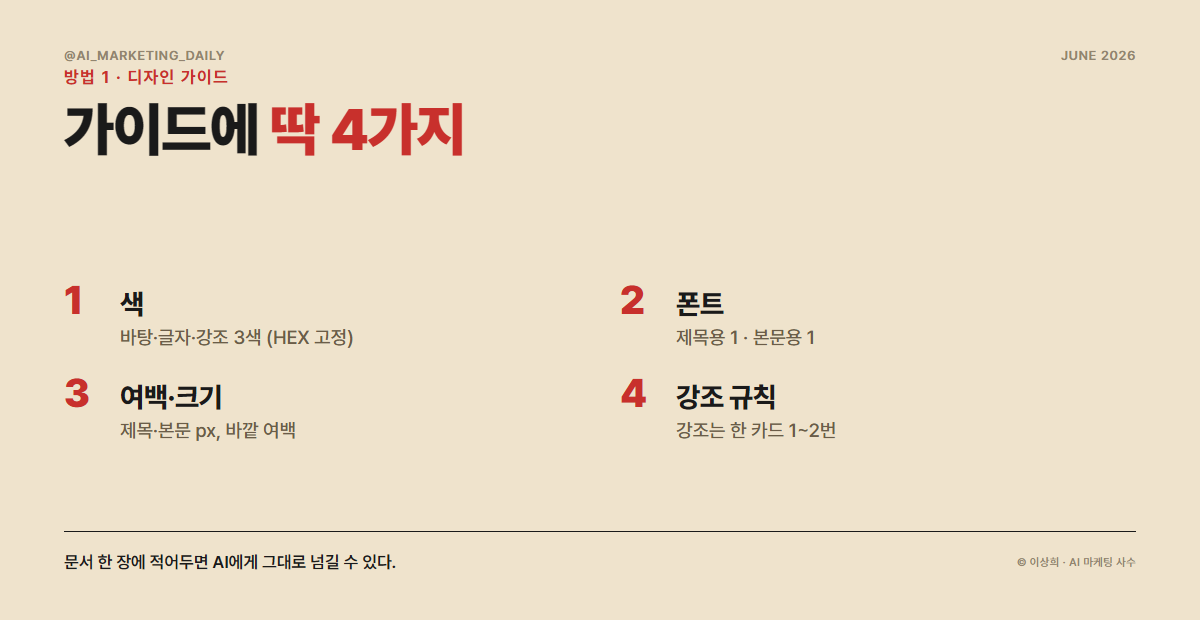디자인 가이드에 들어가는 4가지 — 색·폰트·여백·강조 규칙