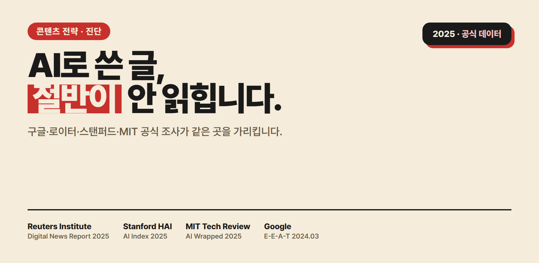 AI로 쓴 글이 어떤 이유로 안 읽히는지 4가지 데이터 인포그래픽
