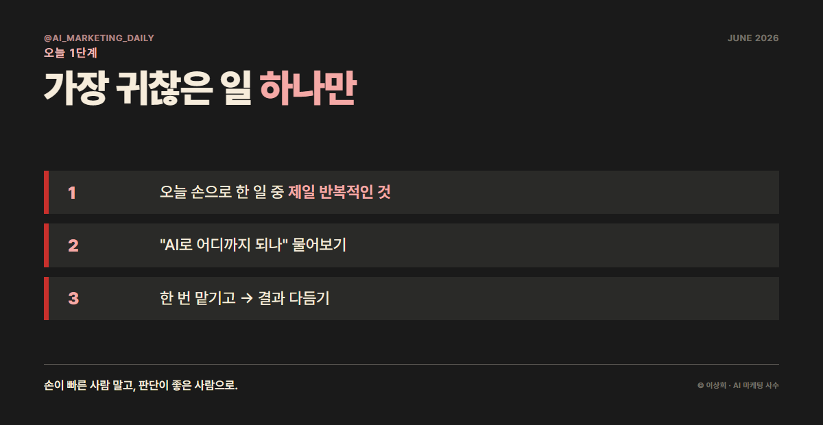 오늘 1단계 — 가장 귀찮은 일 하나를 AI로 넘기는 3스텝