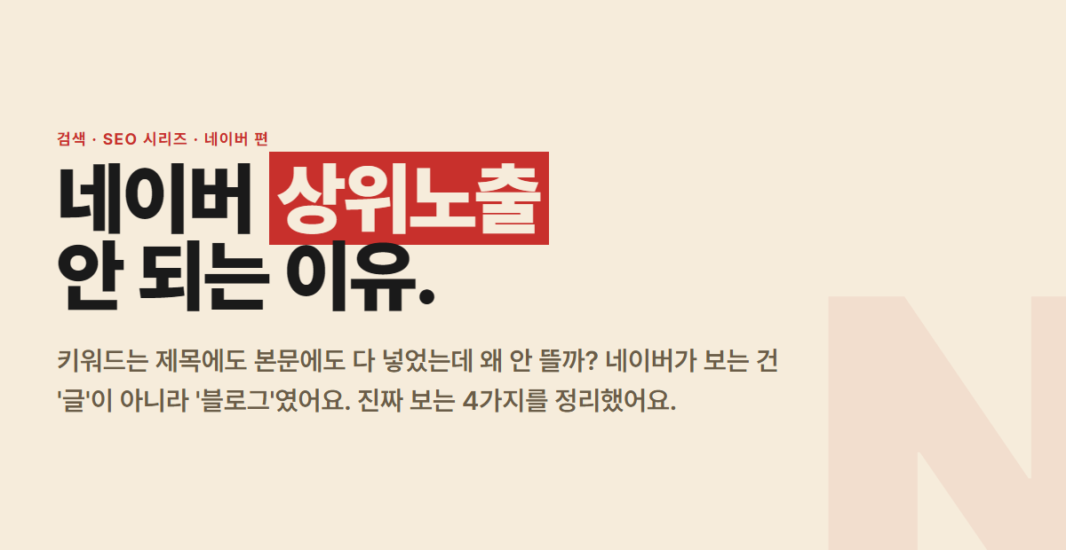 키워드 다 잡았는데 네이버 상위노출이 안 되는 이유 — 네이버가 보는 4가지 신호