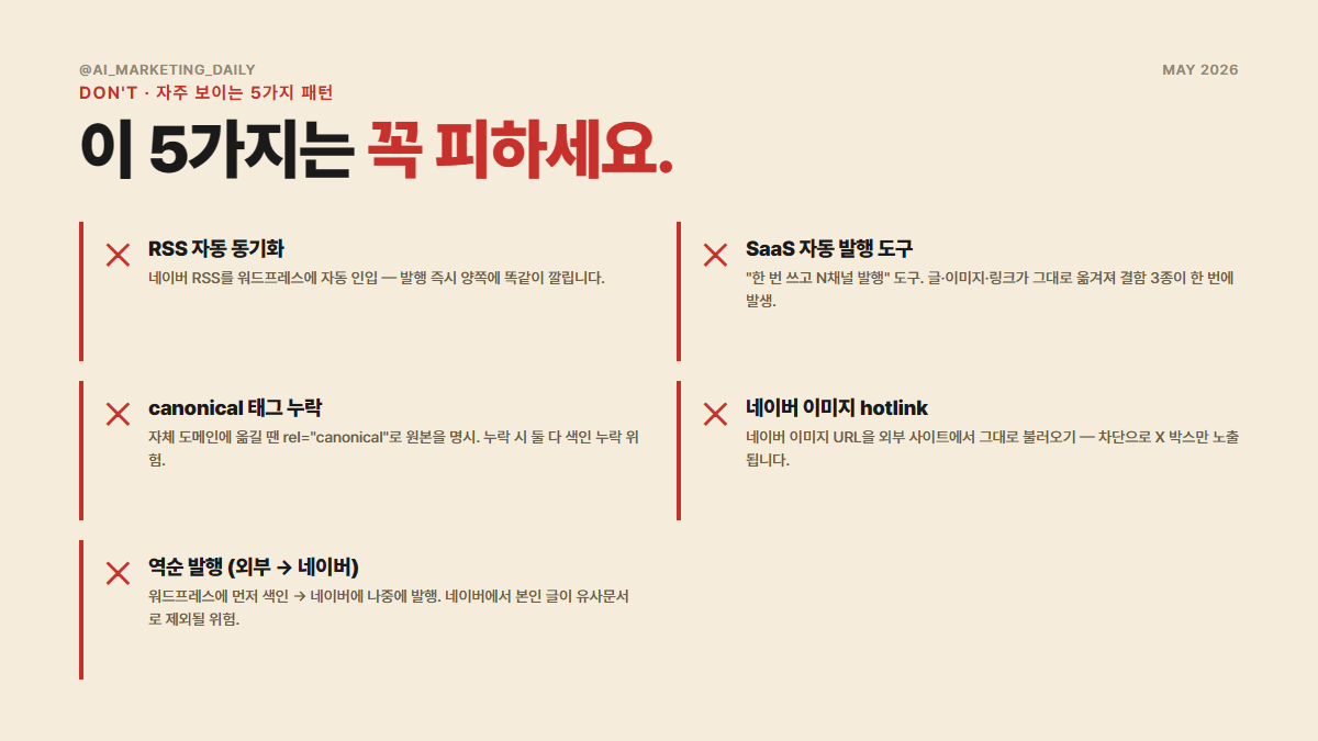 피해야 할 같은 글 두 곳 게시 패턴 5가지