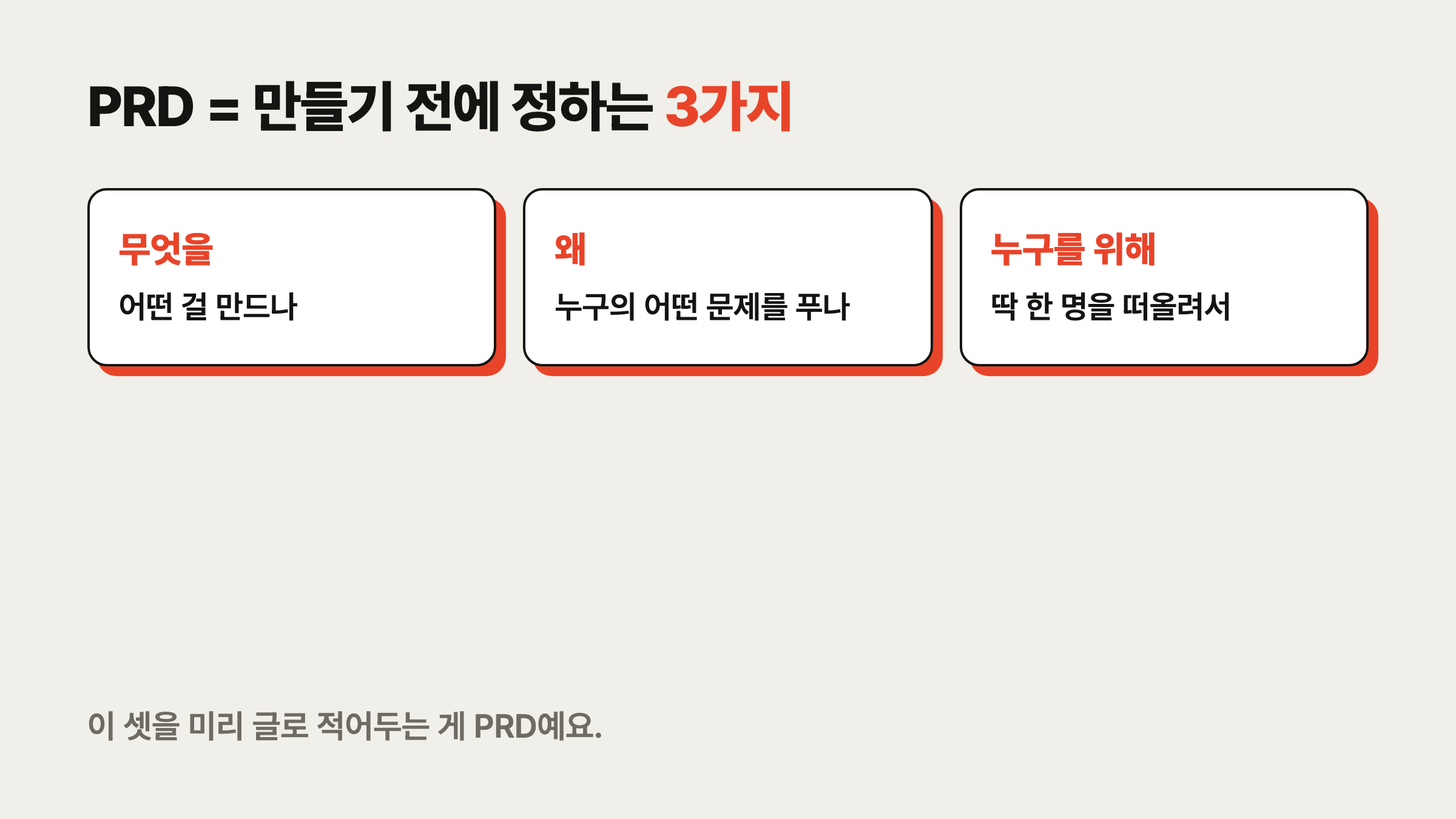 PRD = 만들기 전에 정하는 3가지: 무엇을·왜·누구를 위해